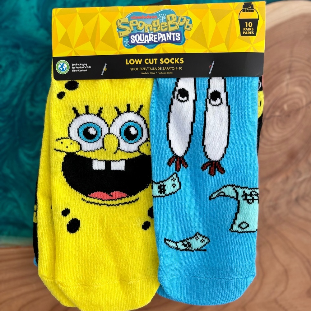 Nickelodeon SpongeBob Low Cut Socks – Yellow, Blue & Teal
